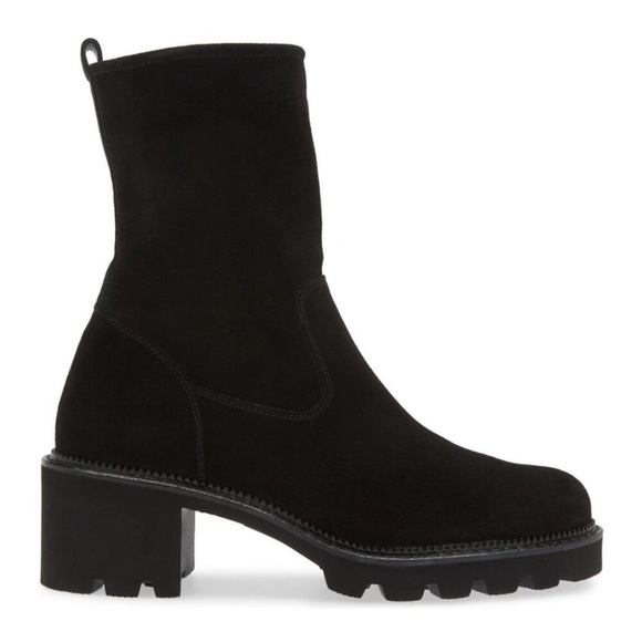 Paul Green Wanda Lug Sole Utility Boot ZIP BLACK SUEDE US 6.5